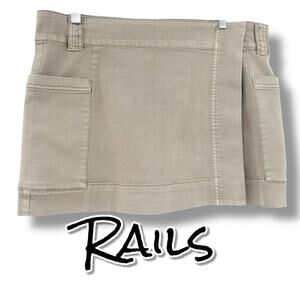 Rails Deanna Utility Mini Skirt Brown Olive Organic Cotton Neutral Womens Sz XL